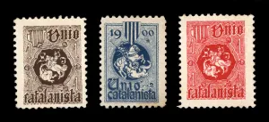 Images Dated 4th June 2012: Commemorative stamps issued by Unio Catalanista, Catalan conservative nationalist
