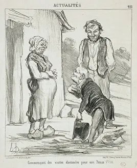 Canvassing Prints: Commençant des visites...pour son Prince, 1851. Creator: Honore Daumier