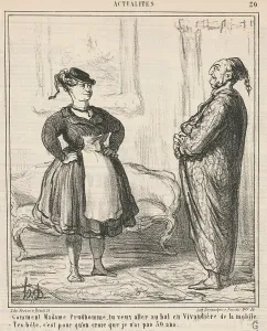 Zouaves Prints: Comment Madame Prudhomme... En vivandière... 19th century. Creator: Honore Daumier