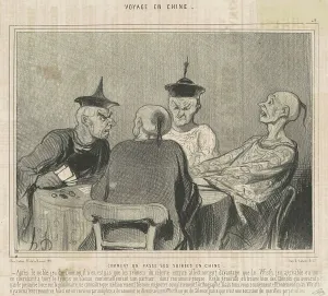 Racial Stereotype Prints: Comment on passe ses soirées en chine, 19th century. Creator: Honore Daumier