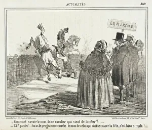 Jump Prints: Comment savoir le nom de ce cavalier qui vient de tomber?... 1857. Creator: Cham