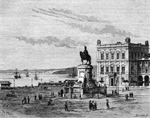 C Barbant Prints: Commerce Square, Lisbon, Portugal, 19th century. Artist: Charles Barbant