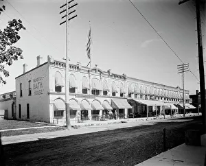 Public Baths Prints: Commercial block with mineral bath house at left