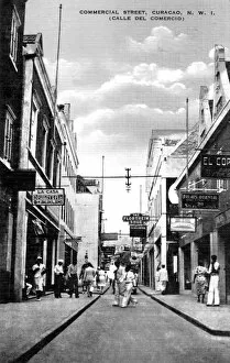 Images Dated 7th March 2008: Commercial Street, Curacao, Netherlands Antilles, c1900s