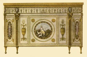 Neo Classical Prints: Commode designed by Robert Adam, 1770, (1946). Creator: Benedetto Pastorini