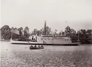 Lifeboats Prints: Commodore Perry, Pamunkey River, 1861-65. Creator: Tim O Sullivan