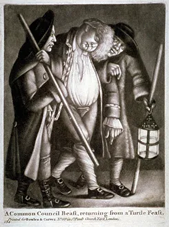 Drunk Collection: A common council beast, returning from a turtle feast, c1775