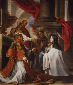 Communion Prints: The Communion of Saint Theresa, 1670. Artist: Cabezalero, Juan Martin (1634-1673)