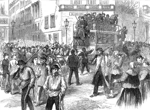 Horsebus Prints: Communists in the Place Blanche coming back from the fight, 1871. Creator: Unknown