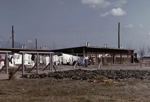 Slides Color Gmgpc Prints: Community clothesline, FSA... camp, Robstown, Tex. 1942. Creator: Arthur Rothstein