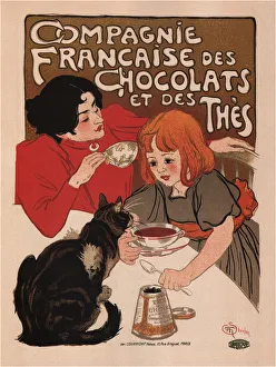 Reformstil Prints: Compagnie Francaise des Chocolate et des Thes (Poster), 1895. Artist: Steinlen