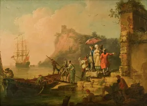 Boarding Prints: Company Embarking on a Launch, mid-late 18th century. Creator: Pierre-Jacques Volaire