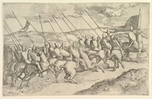 Veneziano Prints: A Company of Horsemen. Creator: Battista Franco Veneziano