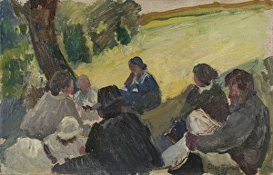Nasjonalmuseet Prints: The company in the meadow, 1925. Creator: Eiler Sorensen