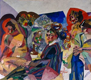 Aristarkh Vasilyevich 1882 1943 Gallery: Company at the table, 1916. Artist: Lentulov, Aristarkh Vasilyevich (1882-1943)