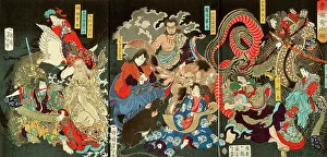 Taiso Prints: A Competition among Powerful Magicians, 1869. Creator: Tsukioka Yoshitoshi