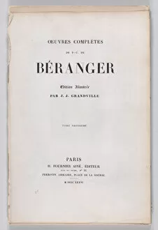 B And Xe9 Collection: The Complete Works of Beranger, 1836. 1836. Creator: Anon