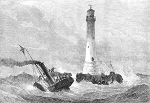 Lighthouse Prints: Completion of the Wolf-Rock Lighthouse: putting the keepers on the Rock