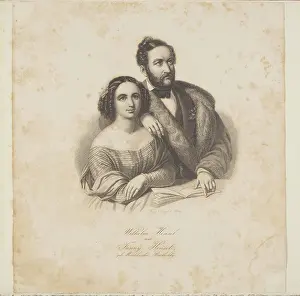 Composer Fanny Hensel, nee Mendelssohn Bartholdy, and her husband, Wilhelm Hensel, 1846. Creator: Singer, Johann Paul (1823-?)