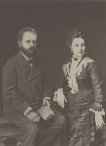 The composer Pyotr Ilyich Tchaikovsky (1840-1893) with his wife Antonina Miliukova, 1877