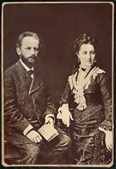 1877 Prints: The composer Pyotr Ilyich Tchaikovsky (1840-1893) with his wife Antonina Miliukova, 1877
