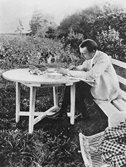 Composer Sergei Rachmaninov (1873-1943) Correction of the Piano Concerto No. 3 in Ivanovka, 1910