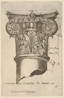 Composite Gallery: Composite capital with measurements, ca. 1537. Creator: Master GA