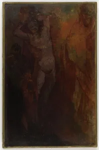 Flagellation Prints: (Composition à trois personnages (Flagellation ?). Creator: Odilon Redon