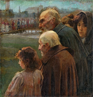 Foot Bridge Prints: Composition with figures, 1890. Creator: Teodor Zemplenyi