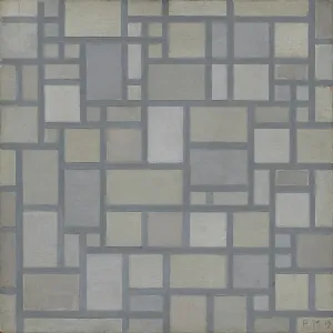 De Stijl Prints: Composition: Light Colour Planes with Grey Lines (Composition with Grid 7)