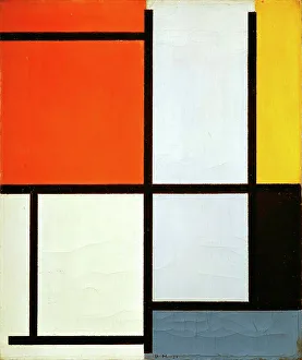De Stijl Prints: Composition No. 3 with orange-red