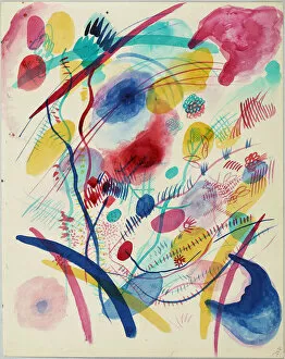 Rhythm Gallery: Composition in red, blue, green and yellow, 1913. Creator: Kandinsky