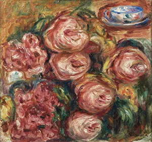 Composition with roses and a cup of tea. Artist: Renoir, Pierre Auguste (1841-1919) Composition with roses and a cup of tea. Artist: Renoir, Pierre Auguste (1841-1919)