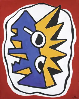 Fernan Prints: Composition sur fond rouge, 1945. Creator: Fernand Leger