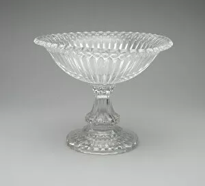 Pressed Glass Collection: Compote in 'Thumbprint'pattern, 1850 / 60. Creator: Unknown