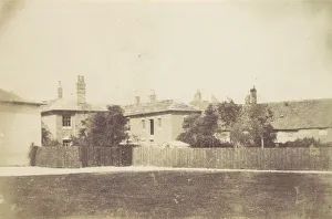 Fencing Prints: Compound of Buildings Surrounded by Fence, 1850s. Creator: Unknown