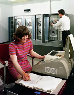 Office Prints: Computer room, Huntsman House, Tetleys brewers headquarters, Leeds, West Yorkshire, 1968