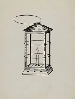Miners Lamp Prints: Comstock Miner's Lantern, 1936. Creator: Florence Huston