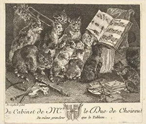 Crispijn Van De Passe I Gallery: Concert of Cats, after the painting in the collection of the Duc de Choiseul, before 1771