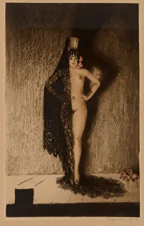 Mantilla Prints: Conchita, 1929. Creator: Icart, Louis Justin Laurent (1888-1950)