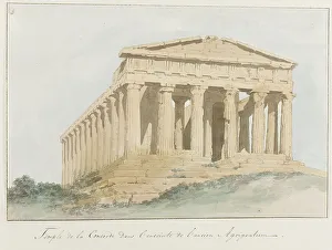 Doric Prints: Concorde temple within walls of old Agrigentum, 1778. Creator: Louis Ducros