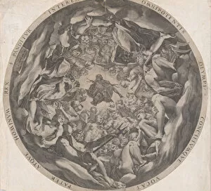 Francesco Primaticcio Collection: Concourse of the Gods on Mount Olympus, 1565. Creator: Cornelis Cort