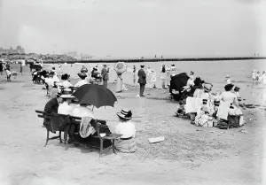 Paddling Prints: Coney Island, the Beach, between c1910 and c1915. Creator: Bain News Service