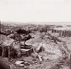 Andrew J Russell Prints: Confederate Fortifications, Petersburg, 1864. Creators: Tim O Sullivan