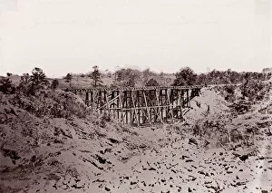 Russell Gallery: Confederate Trestle Work on Alexandria Railroad, 1861-65. Creator: Andrew Joseph Russell