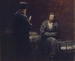Correctional Facility Gallery: Before the Confession, 1879-1885. Artist: Repin, Ilya Yefimovich (1844-1930)