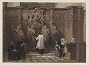 Louis Haghe Gallery: Confessional, Church of St. Paul, Antwerp, 1838. Creator: Louis Haghe (British, 1806-1885)