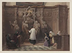 1806 1885 Prints: Confessional, Church of St. Paul, Antwerp, 1838. Creator: Louis Haghe (British, 1806-1885)