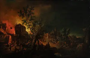 1760s Prints: Conflagration at Night, 1762-1769. Creator: Johann Georg Trautmann