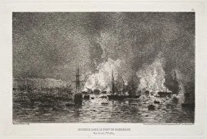Maxime Lalanne Prints: Conflagration in the Port of Bordeaux, 1869